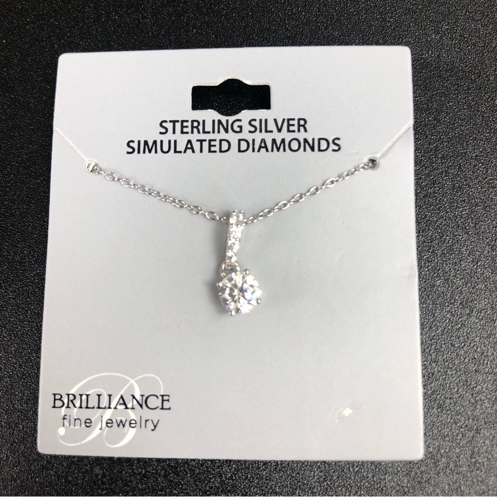 Brilliance Fine Jewelry Sterling Silver Simulated Diamond Necklace